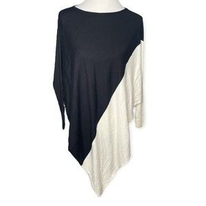 White House Black Market Dolman Wool Blend Cape Sweater Cardigan White Black XXS